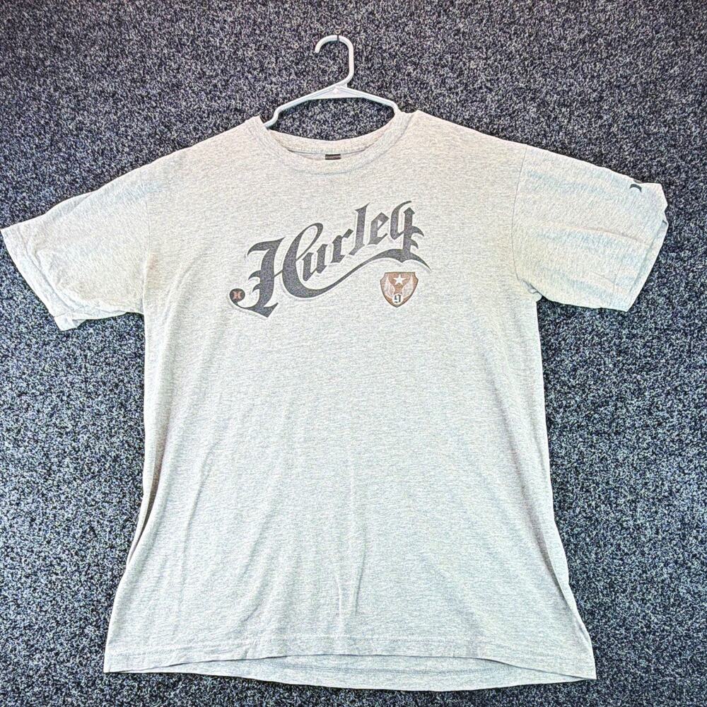 Hurley Logo Graphic Men's Gray Crew Neck Short Sleeve Knit T-Shirt L Regular